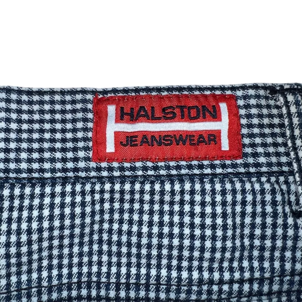 Vintage Halston Jeanswear Womens Checked Denim Shorts Cotton Blue White Size 12 - Image 6