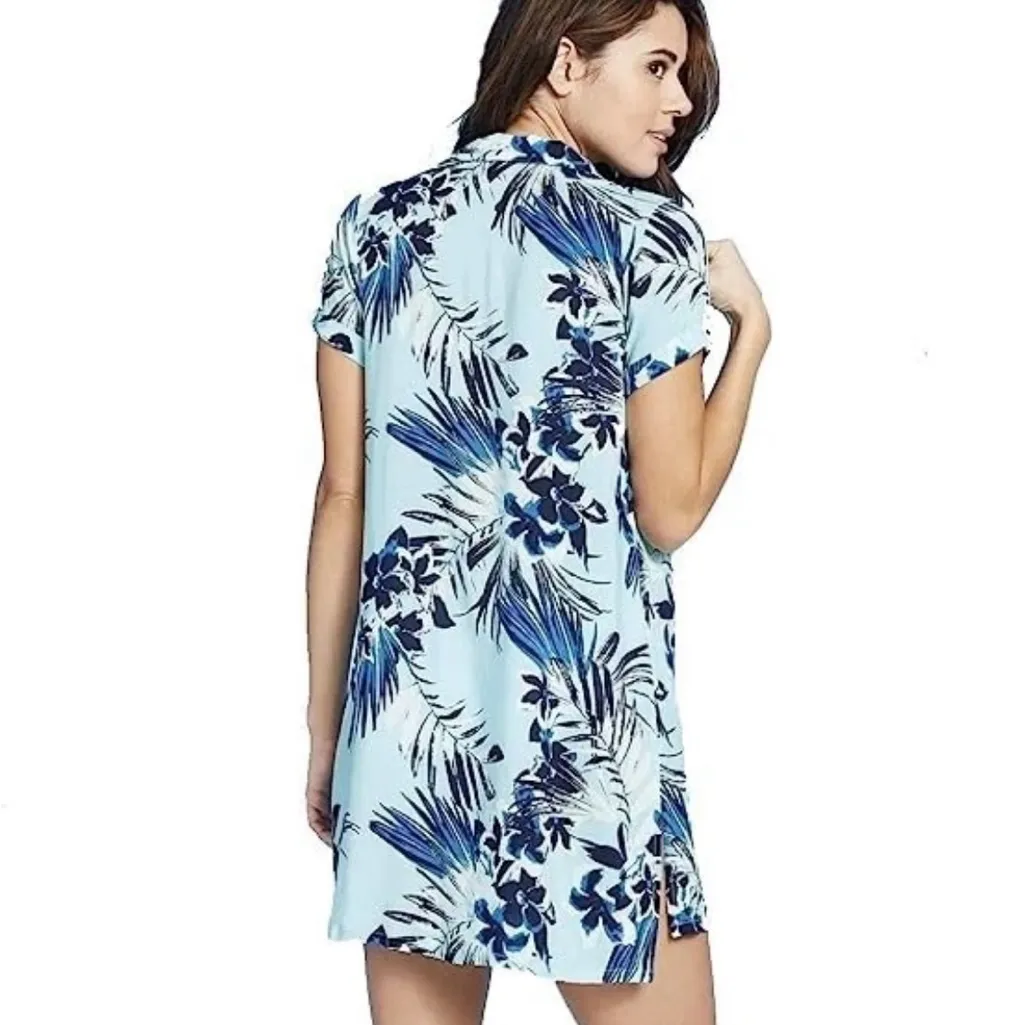 Xhilaration Women’s Short Sleeve Swim Cover Tropical Blue XL NWT - Image 2