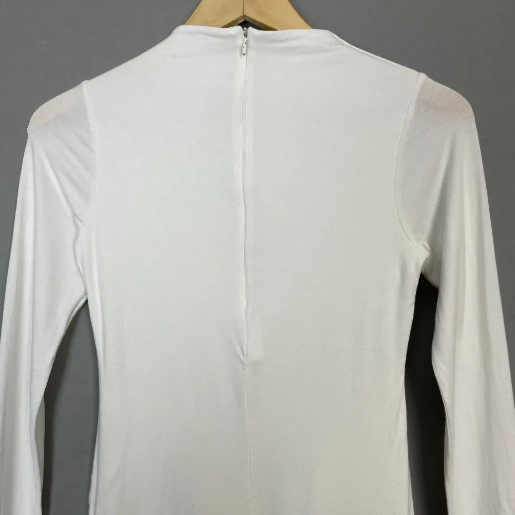 Naked Wardrobe NW Mock Neck Sculpt Romper White Size Large Long Sleeve Shorts - Image 7