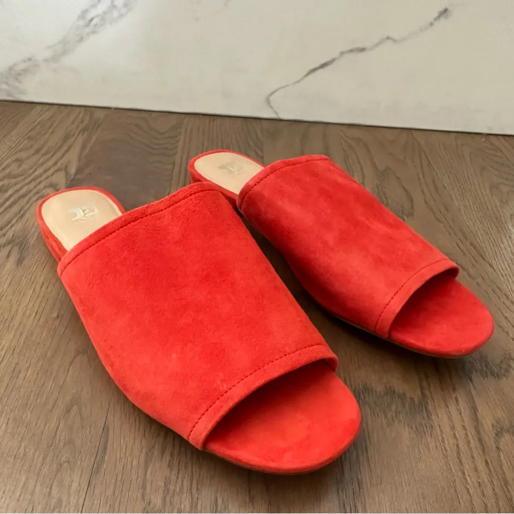 NWT Joe's Jeans Suede Slide Flat Sandals in Tomato Orange Red Size 9.5 US - Image 2
