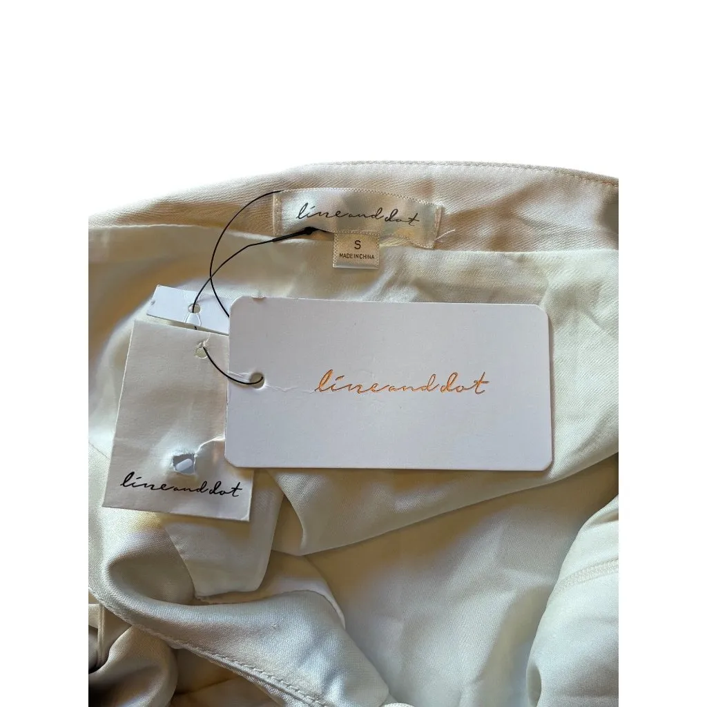Line & Dot x REVOLVE Gloss Top in Cream Small New Womens Satin Halter Blouse - Image 8