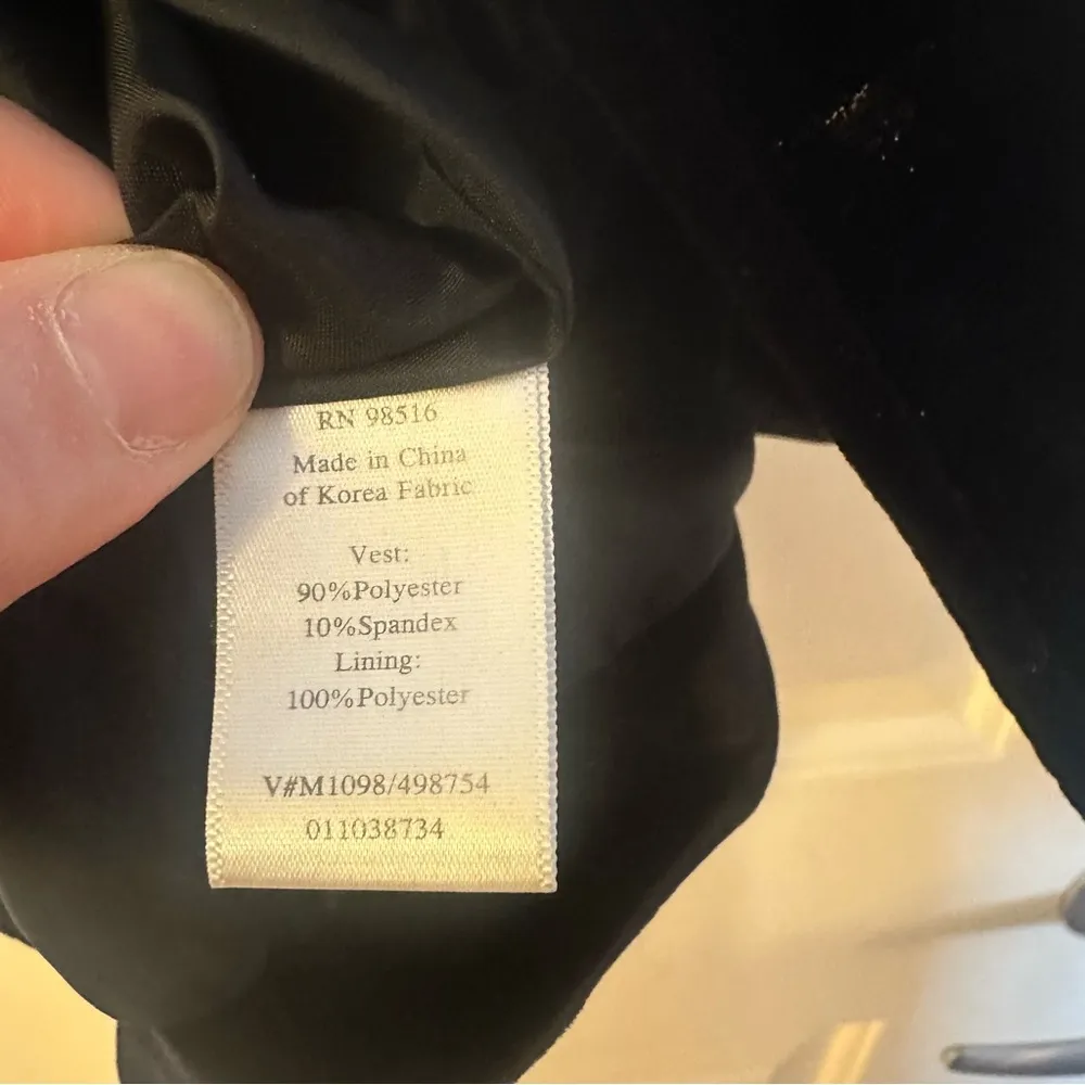 Coldwater Creek Black Velvet Collared Button Front Vest Size 8 - Image 5