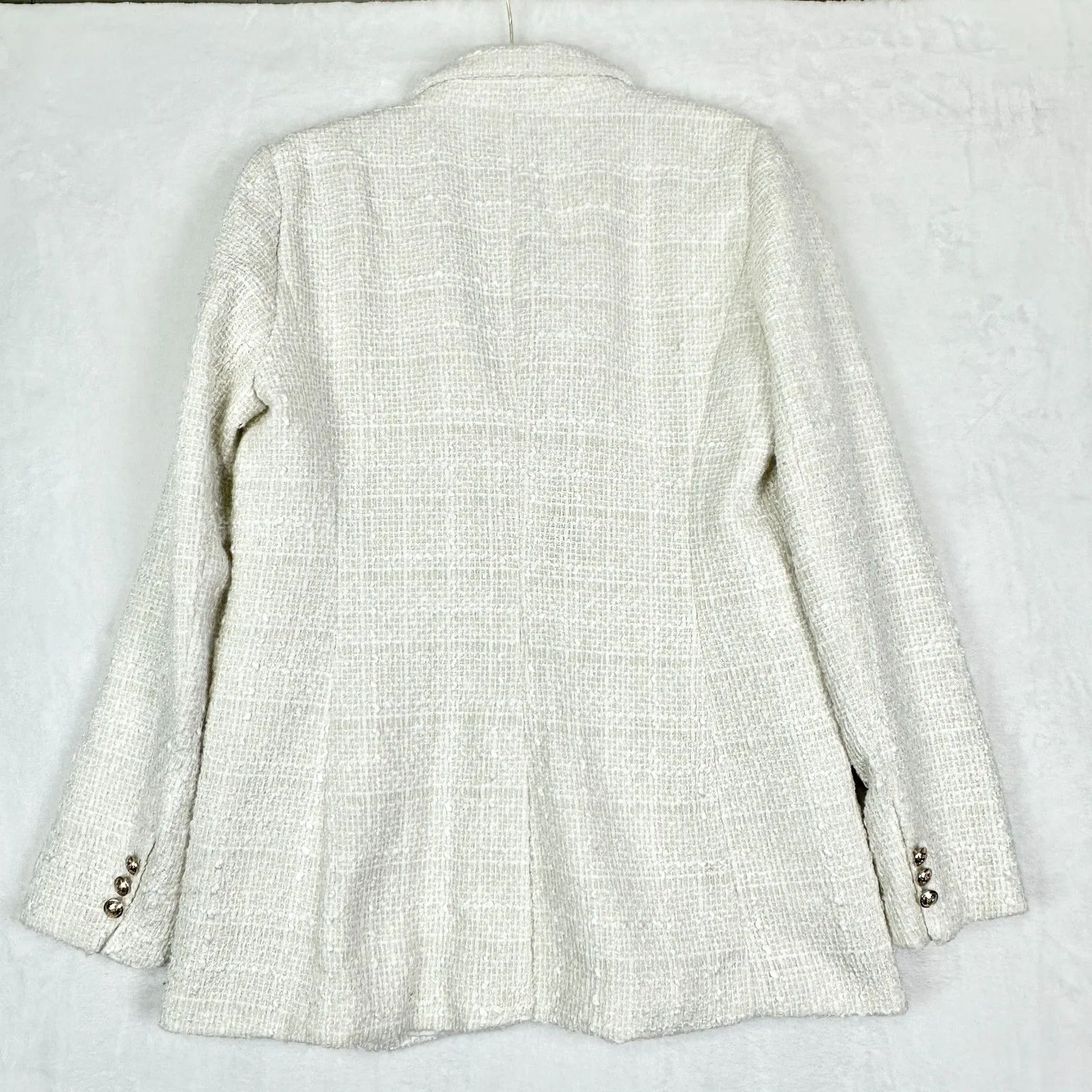 Maison d'Amelie Tweed Blazer Size Medium Cream Gold Buttons Classic Preppy - Image 2