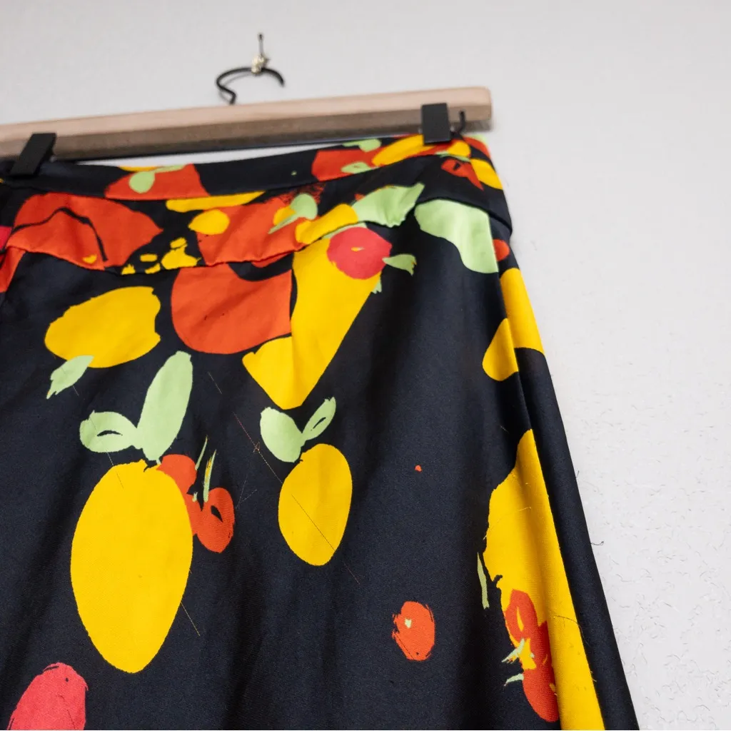 Free People Normani Bias Printed Satin Midi Skirt 0 Fruity Pop Black High Waist - Image 11