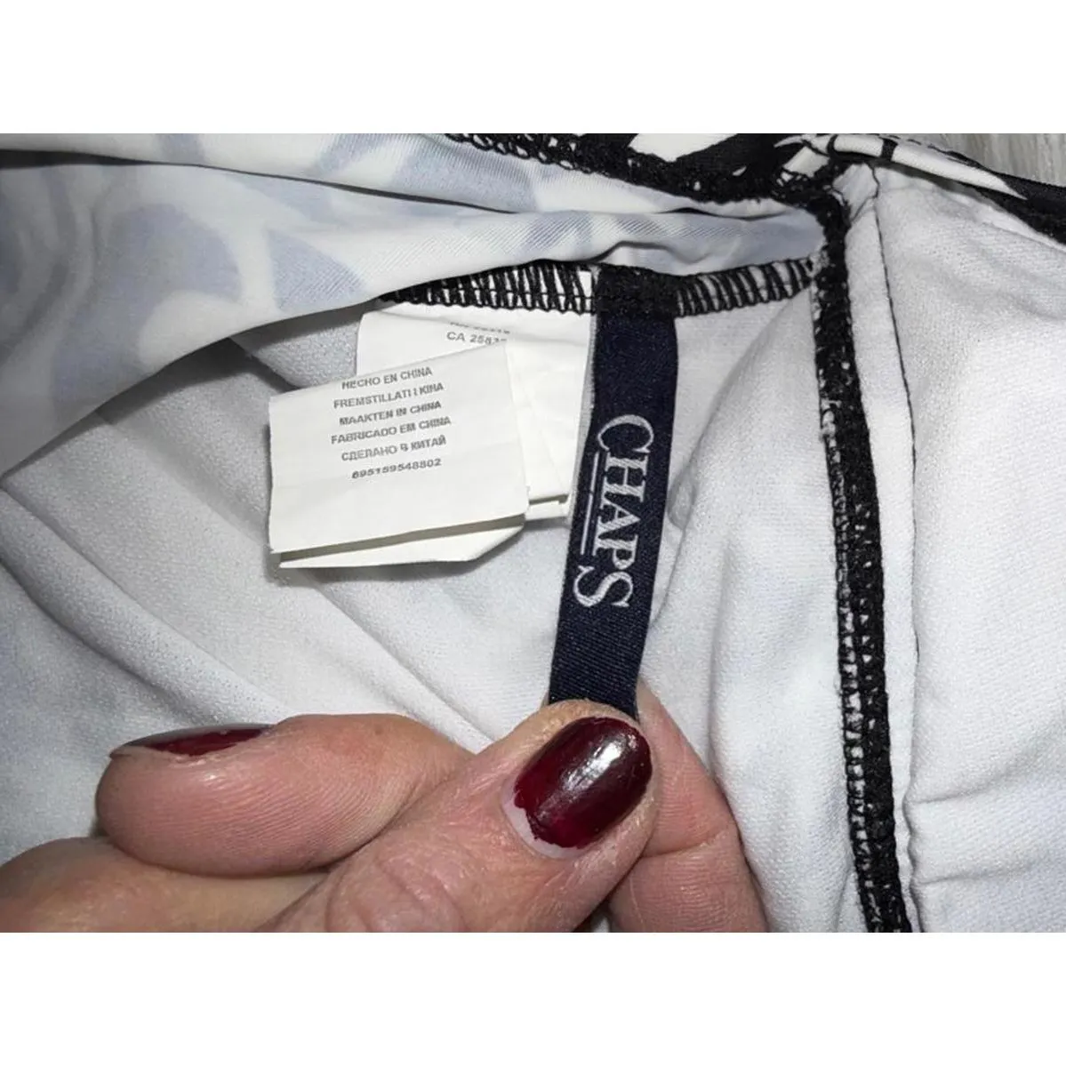 Chaps Black and White Floral Halter Swim Top size 12 - Image 6