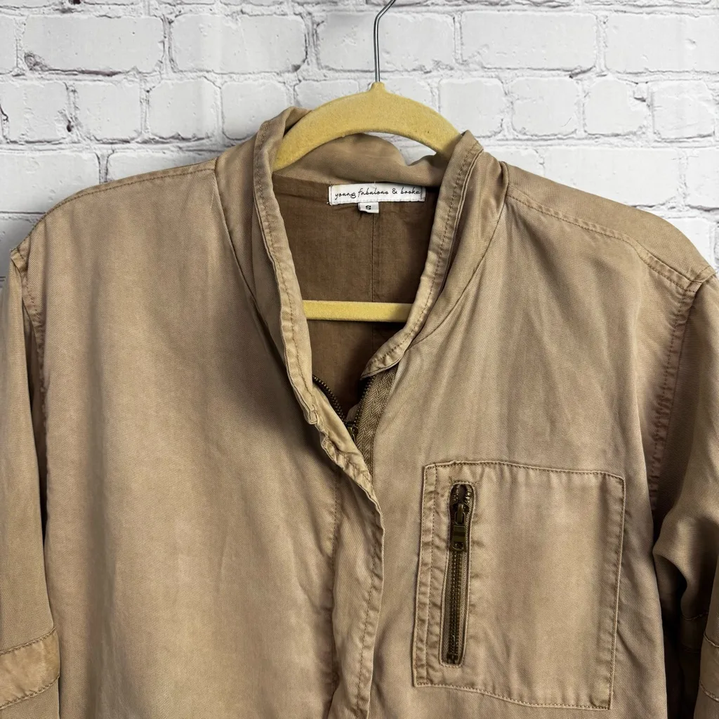 Young Fabulous & Broke YFB Clara Boho Olive  Tencel utility retro jacket size SM - Image 7