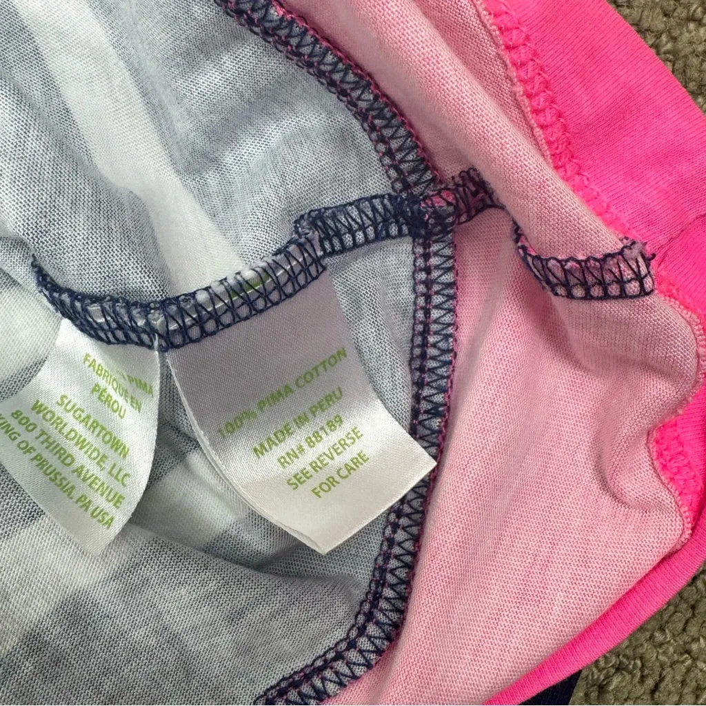 Lilly Pulitzer Navy White Striped with Pink T-Shirt Short Sleeve Dress Size XS - Image 7