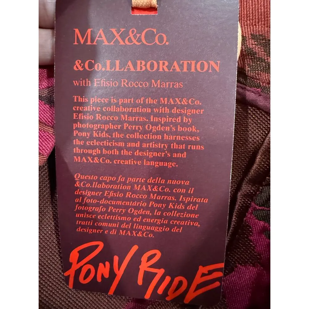 Max & Co Avant Garde Jacquard Floral Elegant Old Money Asymmetrical Midi 4 Pink - Image 3