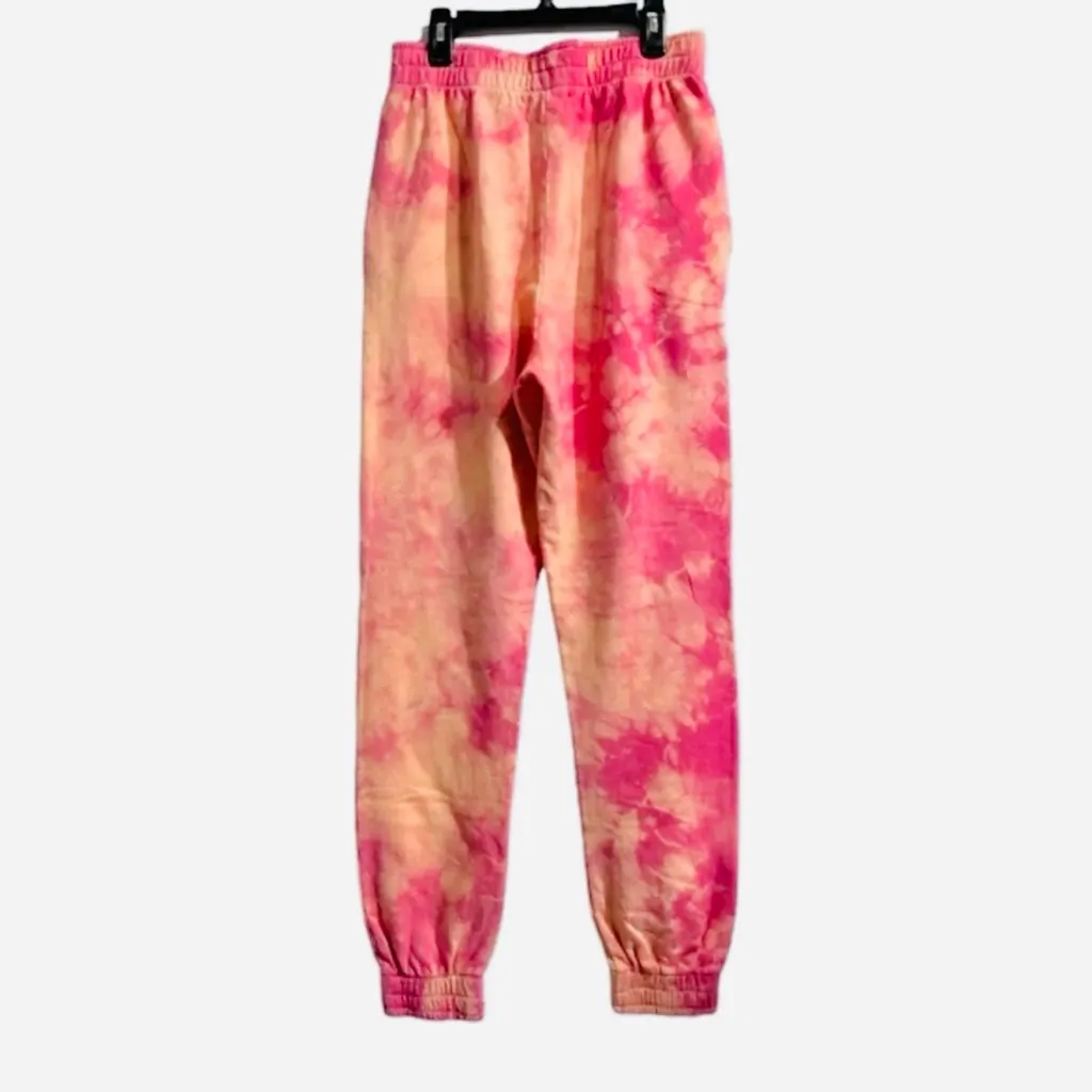 FRANKIES BIKINIS Aiden Sweatpants Joggers in Pink Sherbet Tie Dye, Size L, NWT - Image 8
