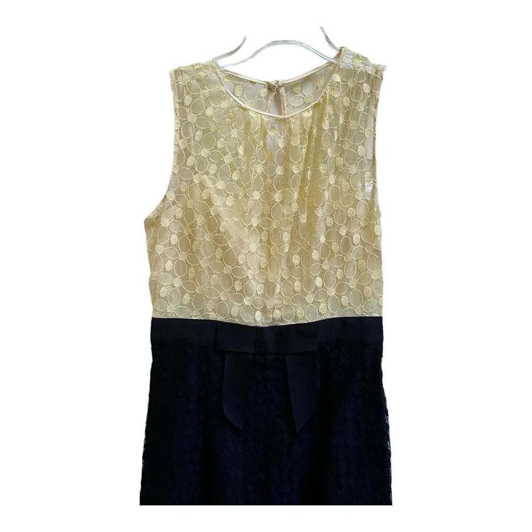 Milly Yellow and Black Lace Sheath Dress - Size 2 - Bow Waist - Image 4