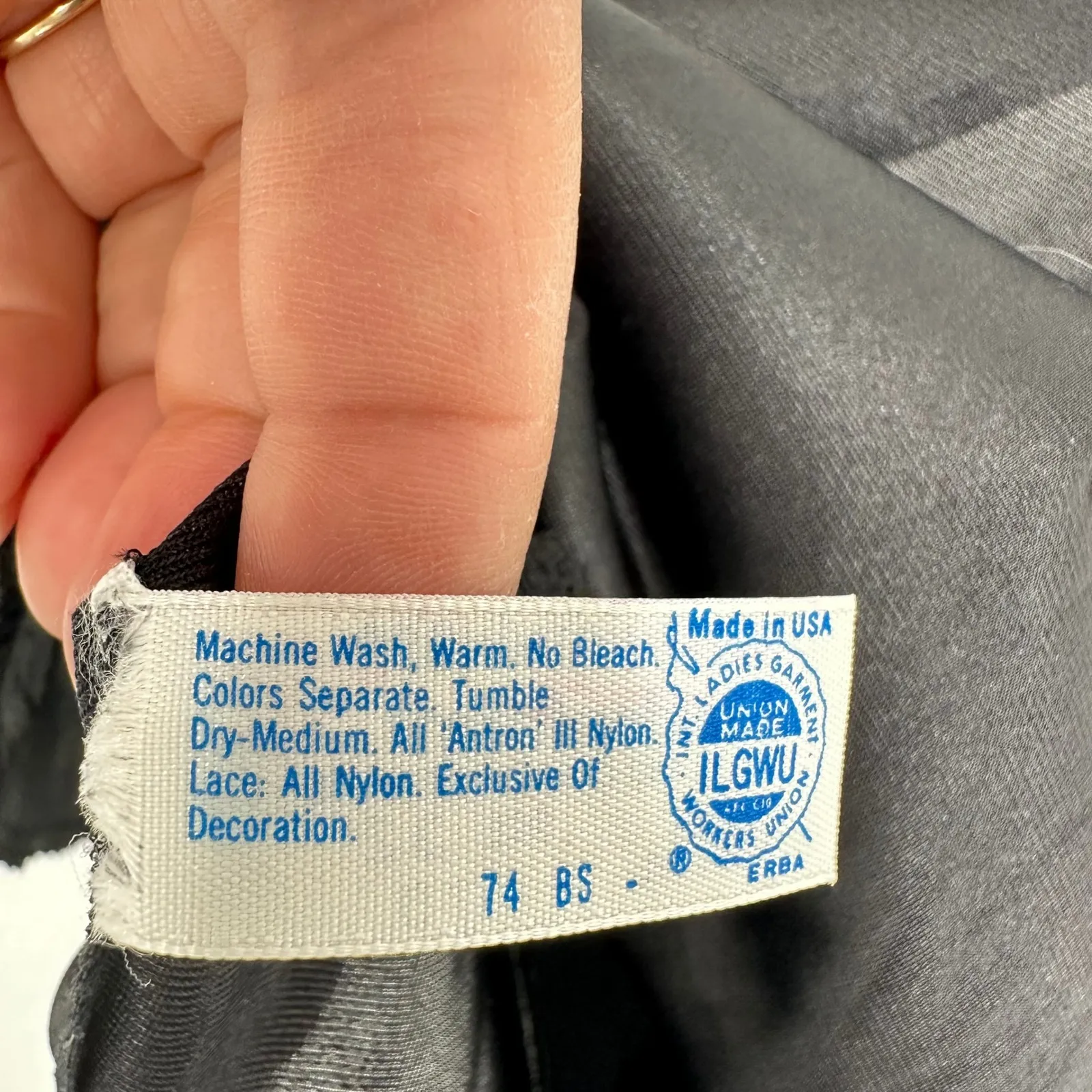 Vintage‎ Black Lace Trimmed Satin Slip Camisole Top Adjustable Straps Delicate - Image 3