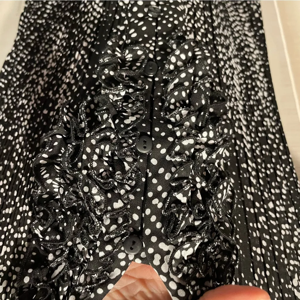 Cute Vintage Y2K polka dot crinkle ruffle sheer button front blouse whimsigoth - Image 8