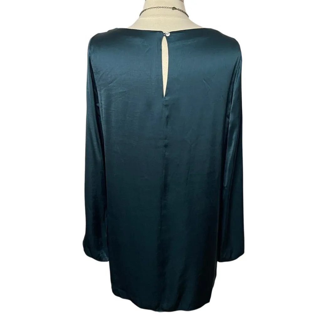 MADEWELL Long Bell Sleeve Satin Shift Dress in Smoky Spruce, Medium - Image 8