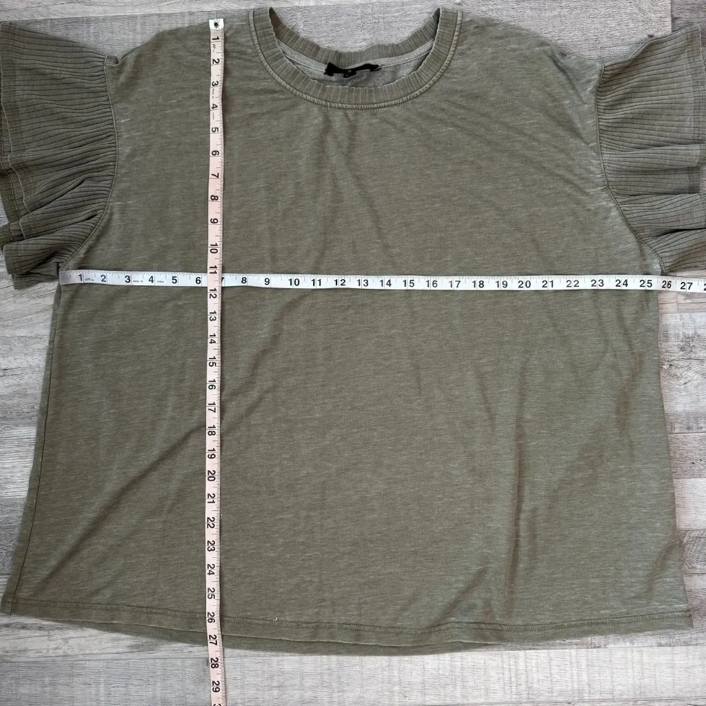 Jane & Delancey Green Knit Ruffle Sleeve Top O13 - Image 3