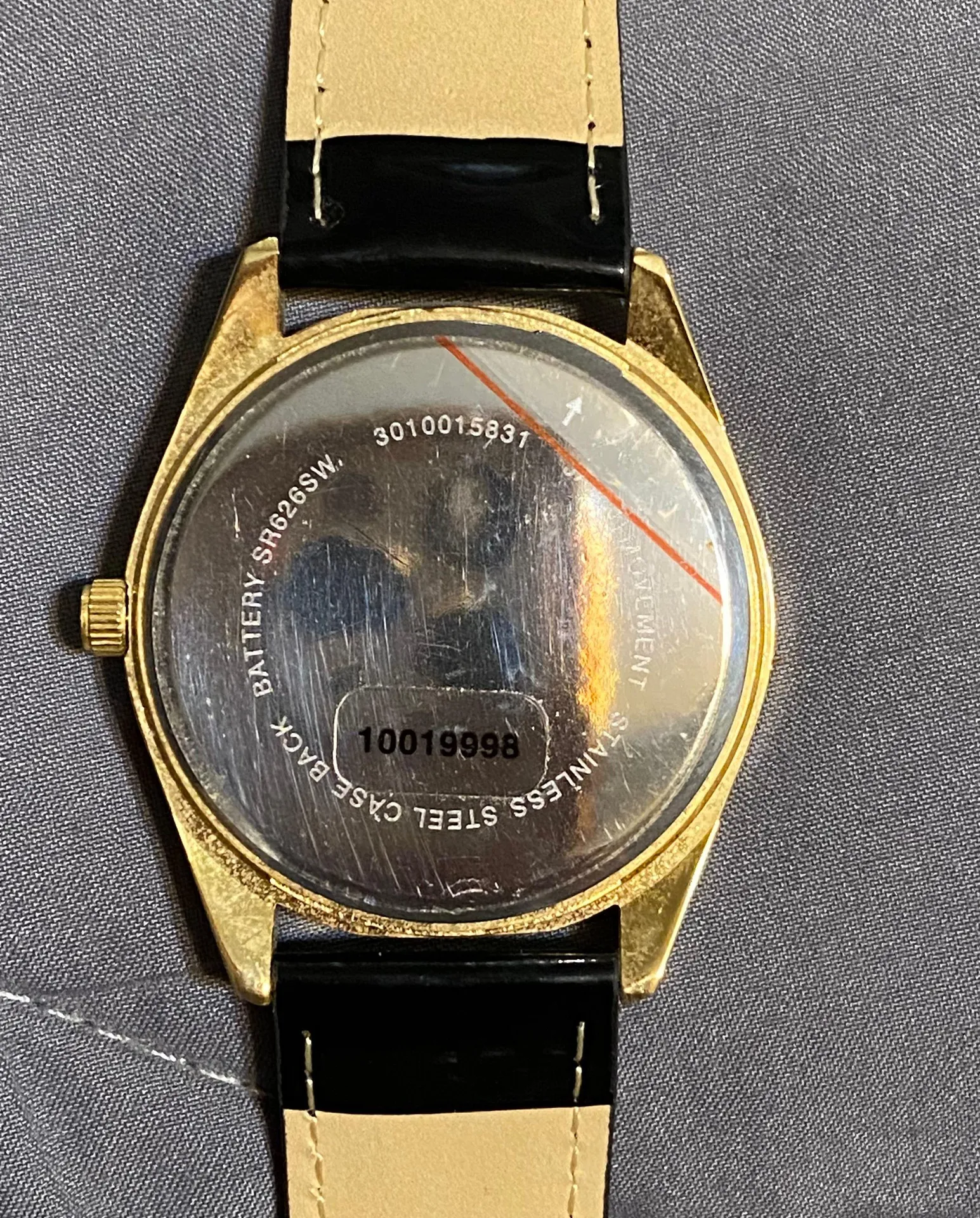 Women's Black Gold Gear Heart Patent Strap Watch - Image 7