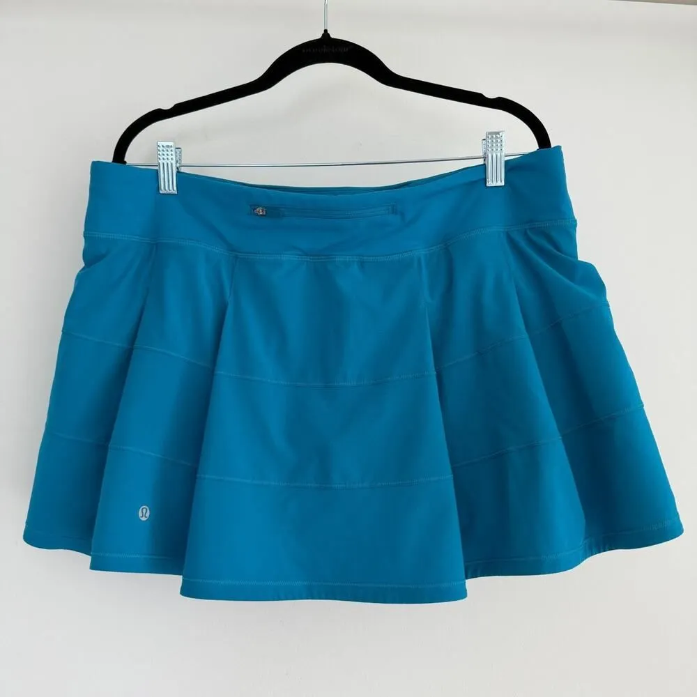 Lululemon Pace Rival Skirt Womens 14 Hawaiian Blue Skort Tiered Yoga Workout - Image 6