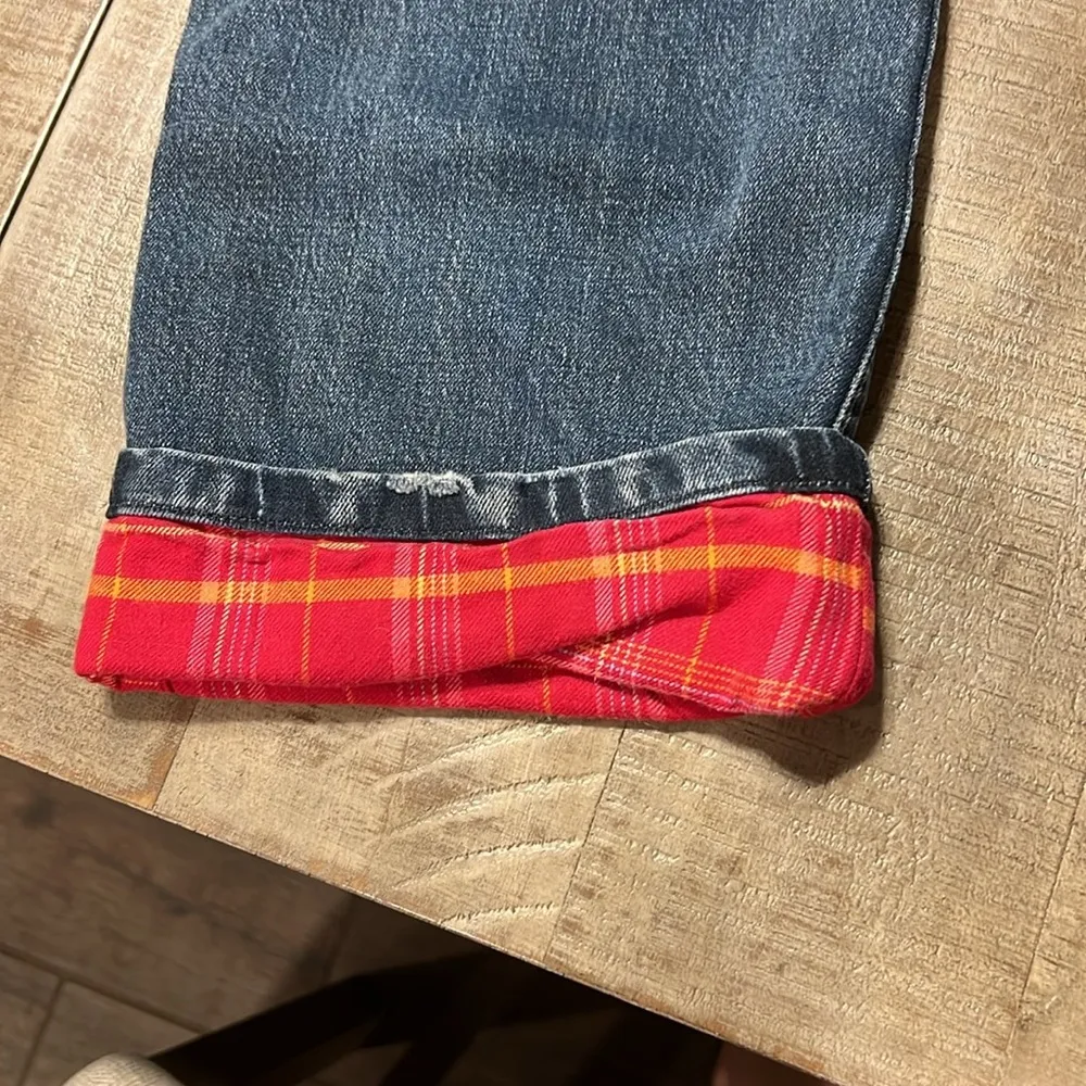 Eddie Bauer Blue Denim Pink Flannel Lined Hi Rise Vintage Jeans Women's - Image 7