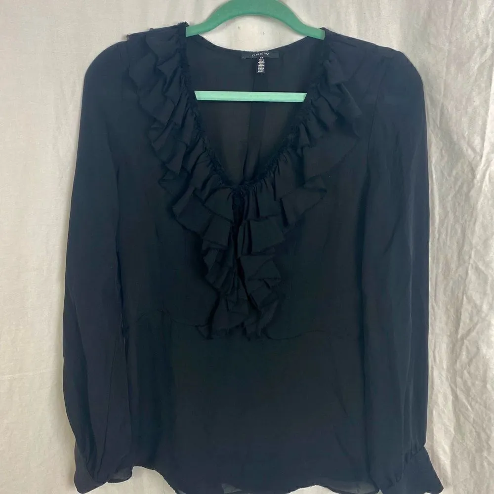 #700 Drew Ruffle Silk Pullover Blouse - Image 3