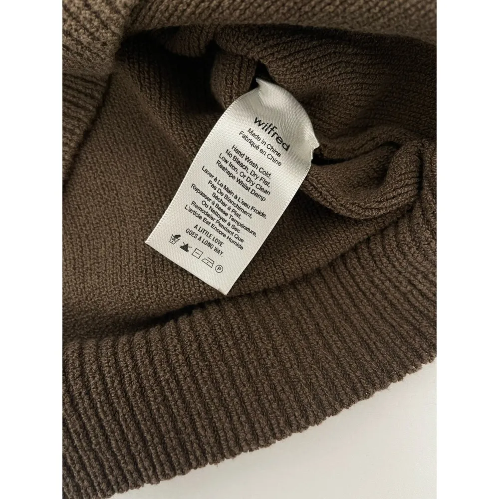 Aritzia Wilfred Chaume Brown Ruffle Yoke Swiss Dot Mock Neck Sweater Size Small - Image 11