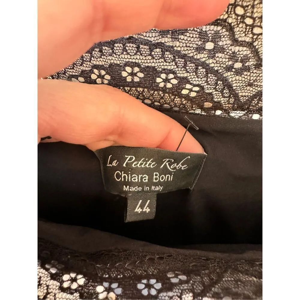 La Petite Robe Chiara Boni Black Lace Off The Shoulders Dress Italian 44 - Image 4