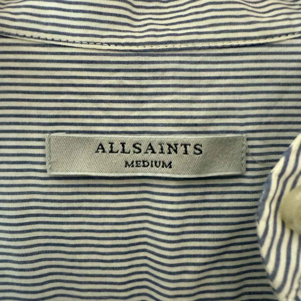 All saints Floria blue, white striped cold shoulder button-down shirt dress M - Image 6