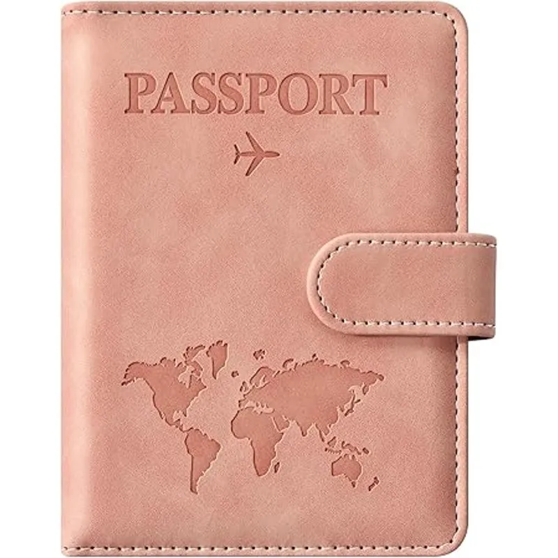 Eoehro Passport BookHolder for Travel Essentials for Women and Men(light pink) Pink - Image 3