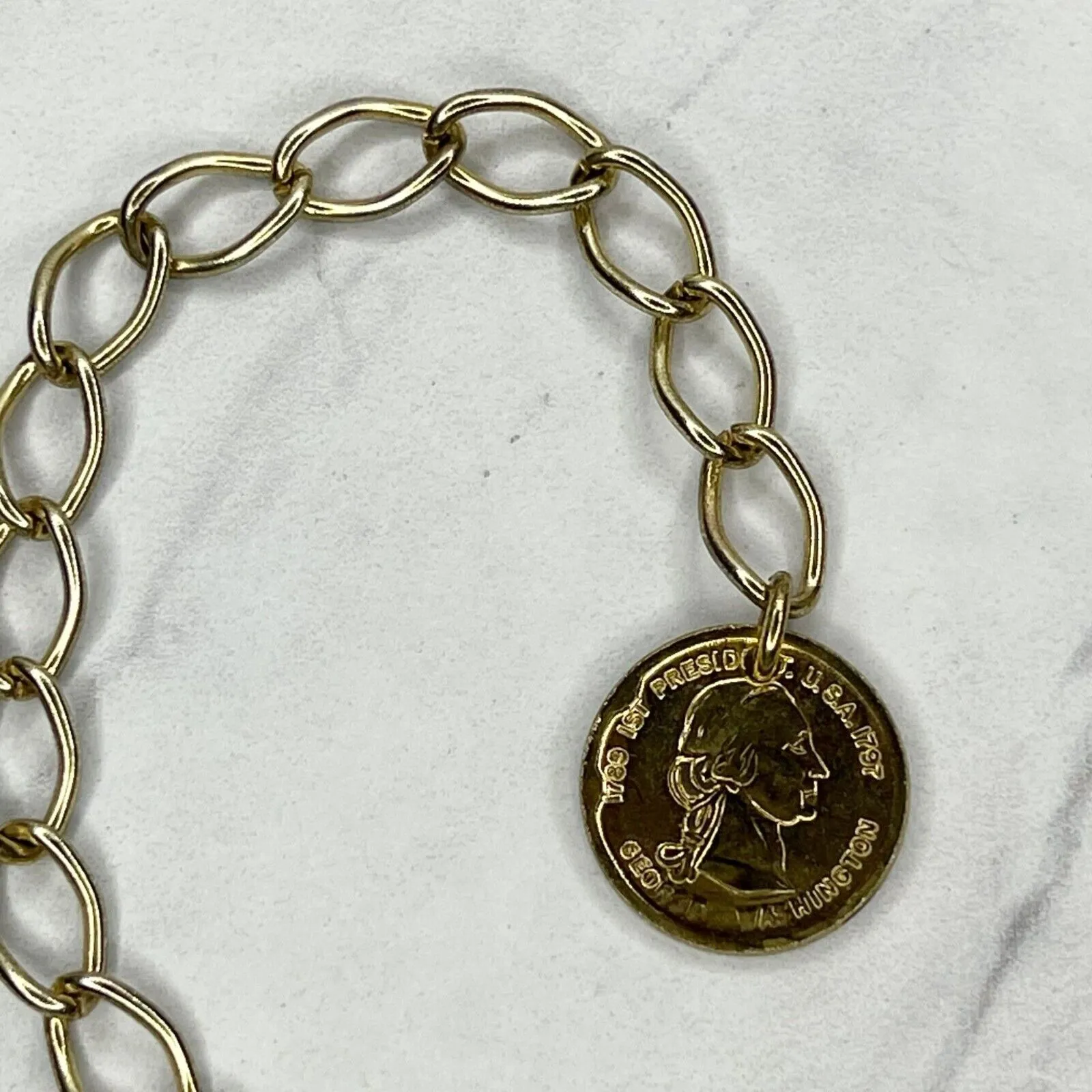 George Washington Coin Metal Chain Link Belt Small/Medium (S/M) ✨ Gold - Image 10