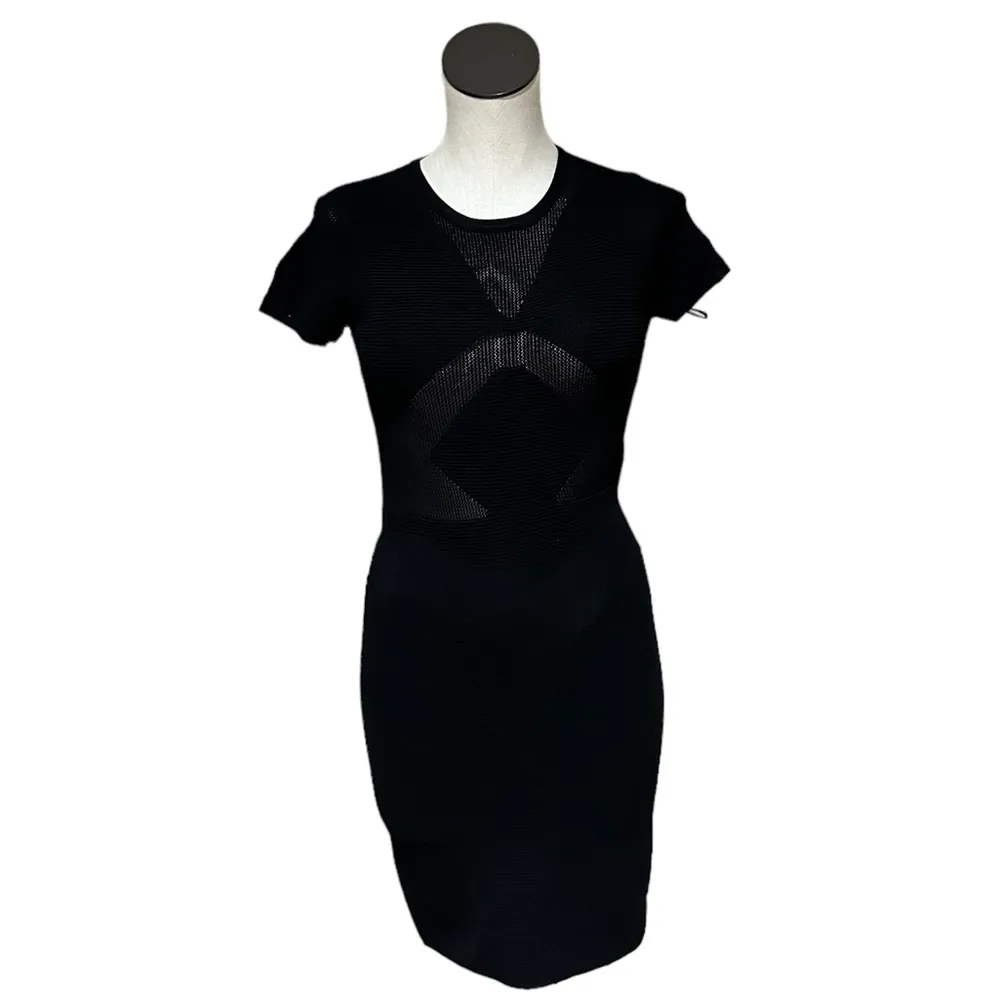 NWT FRENCH CONNECTION Montana Knit Sweater Mini Dress In Black - Image 6