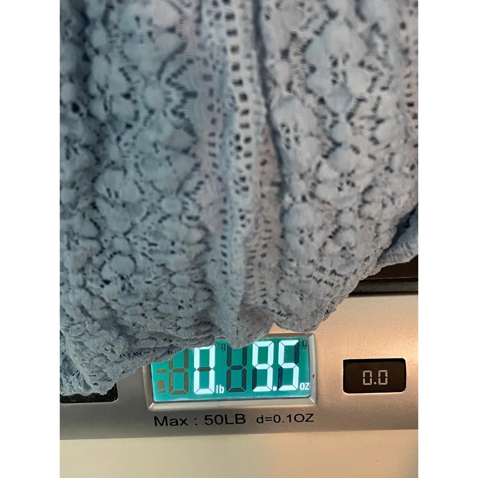 Lily Rose Blue Lace Midi Dress Flutter Sleeve Smocked Bodice Ruffle Hem XS - Image 10