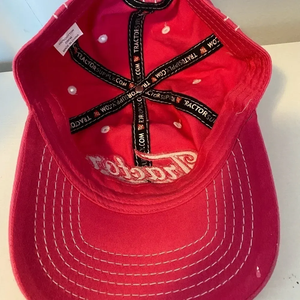 Woman’s Tractor Supply‎ Adjustable Hat Pink with White Stiching - Image 5