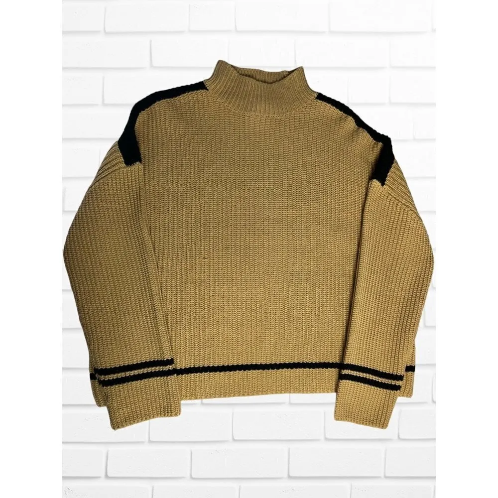 Sanctuary‎ Women's XXL Feeling Sporty Mock Turtleneck Sweater Chunky Knit Tan - Image 3