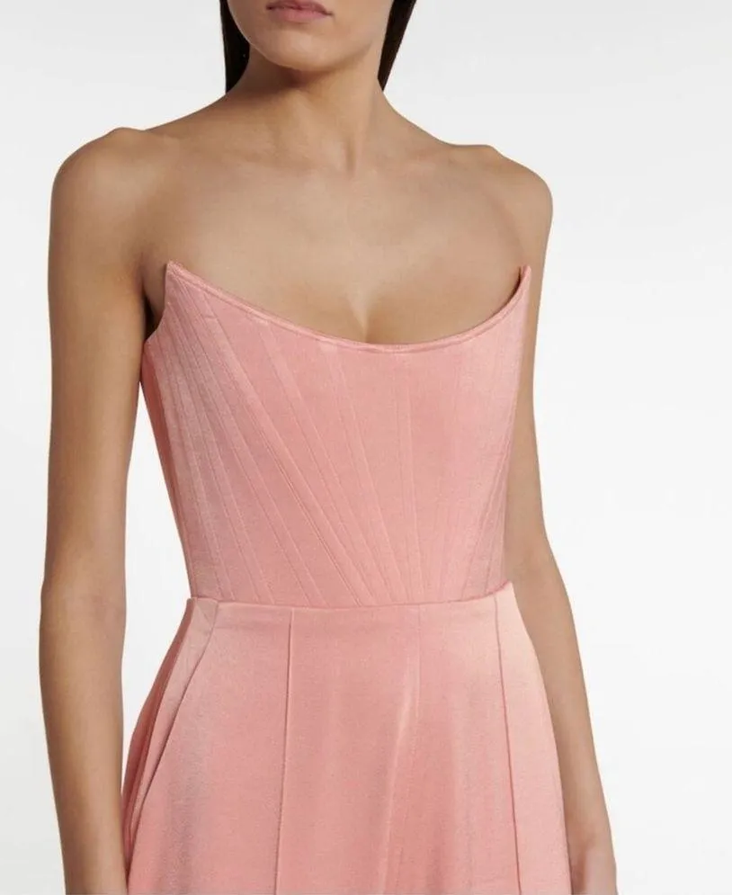 Alex Perry Slaine Satin Crepe Strapless Wide Leg Jumpsuit in Pink - Image 3