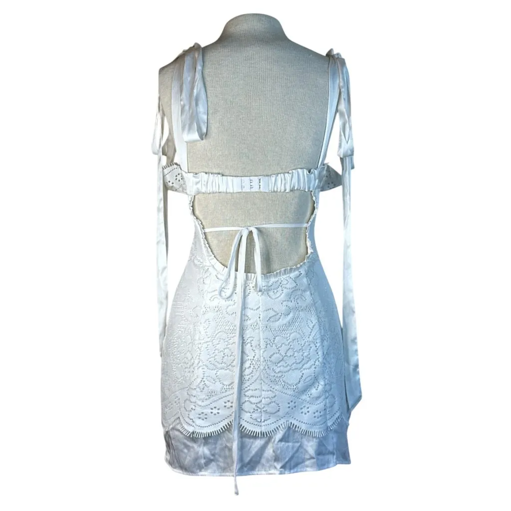 For Love & Lemons Zahra Mini Dress in White Medium New Womens Party - Image 6