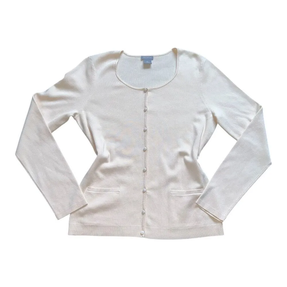 Ann Taylor Knit Ivory Button up Cardigan Womens size small Classic & Cla…​ - Image 7