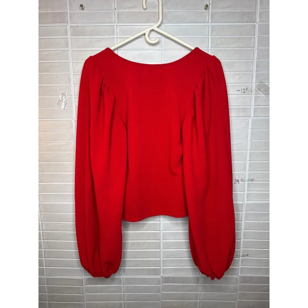 HYFVE HYFVE HYFVE Red Scoop Neck Long Sleeve Blouse – Women’s Medium - Image 4