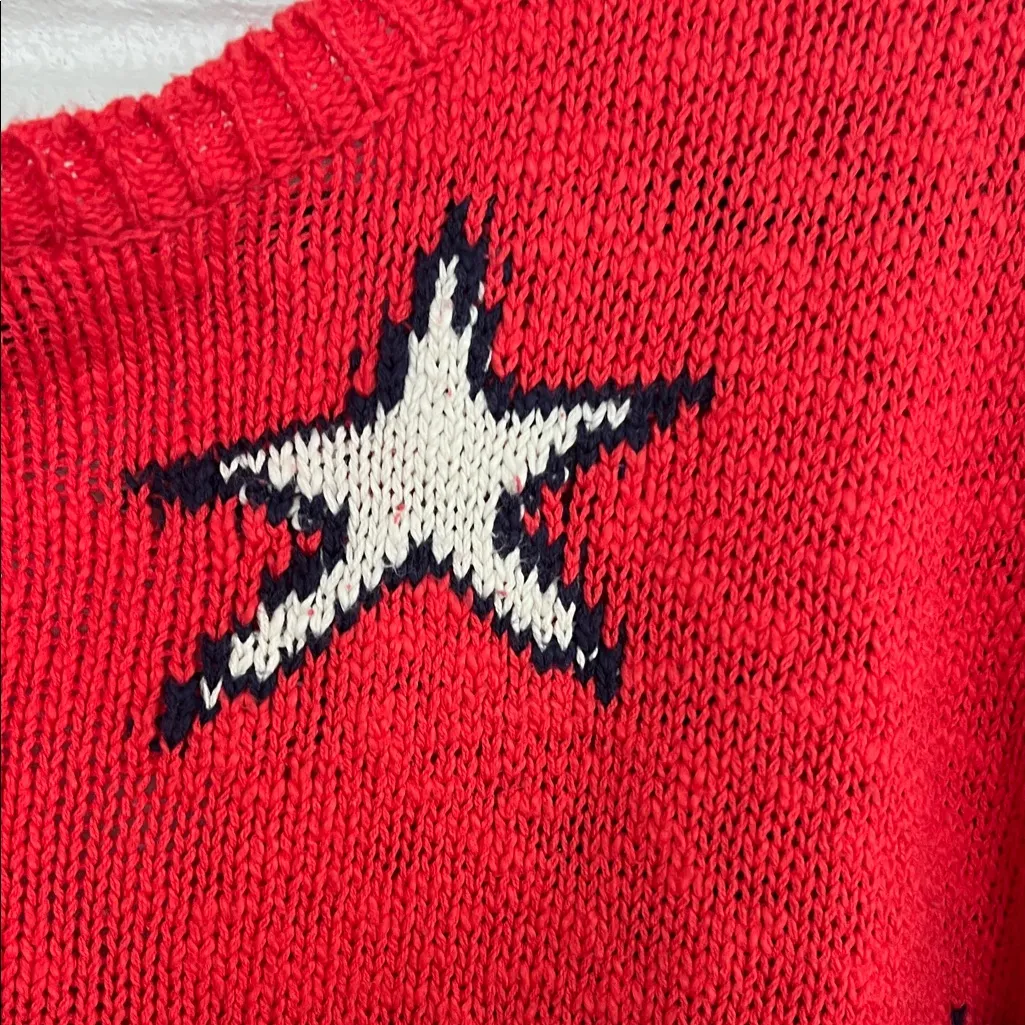 Blank Paige Red Star V-Neck Sweater Size Small - Image 8