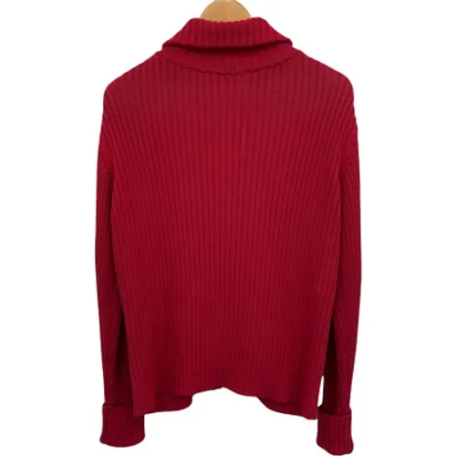 Covington Zip Front Cardigan Sweater Womens Small Red Ribbed Nordic Aztec Knit - Image 2