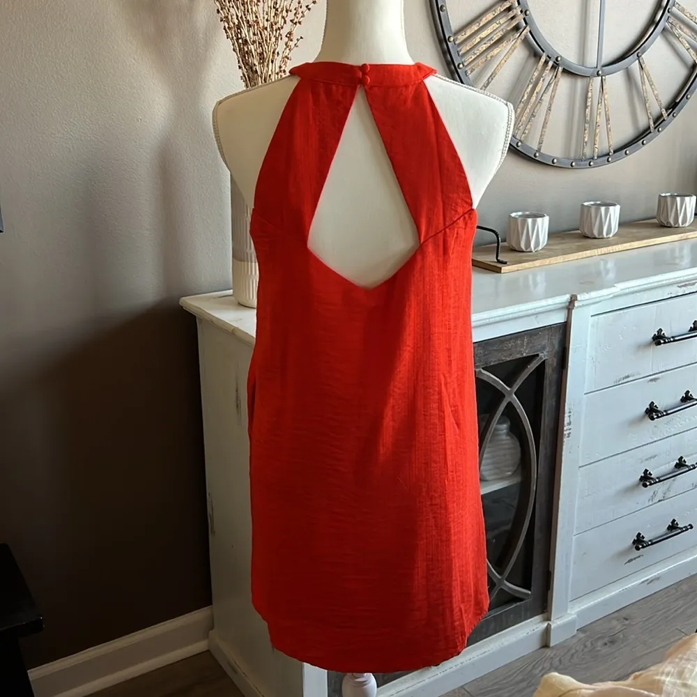 LISTICLE Tangerine Halter Back Cutout Swing Dress Size Small - Image 4