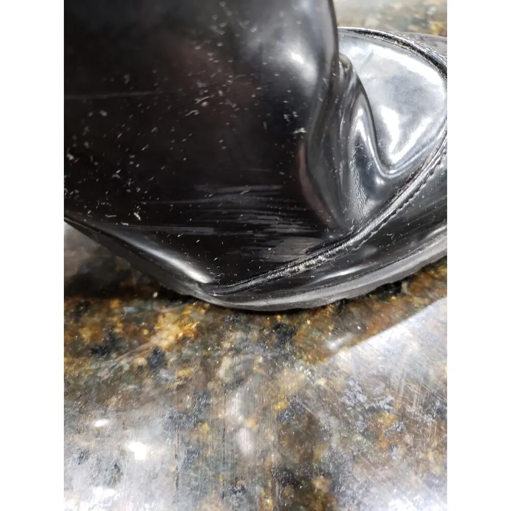 Izabella Rue Ankle Boots Womens Size 8 Black Patent Leather Block Heel Side Zip - Image 12