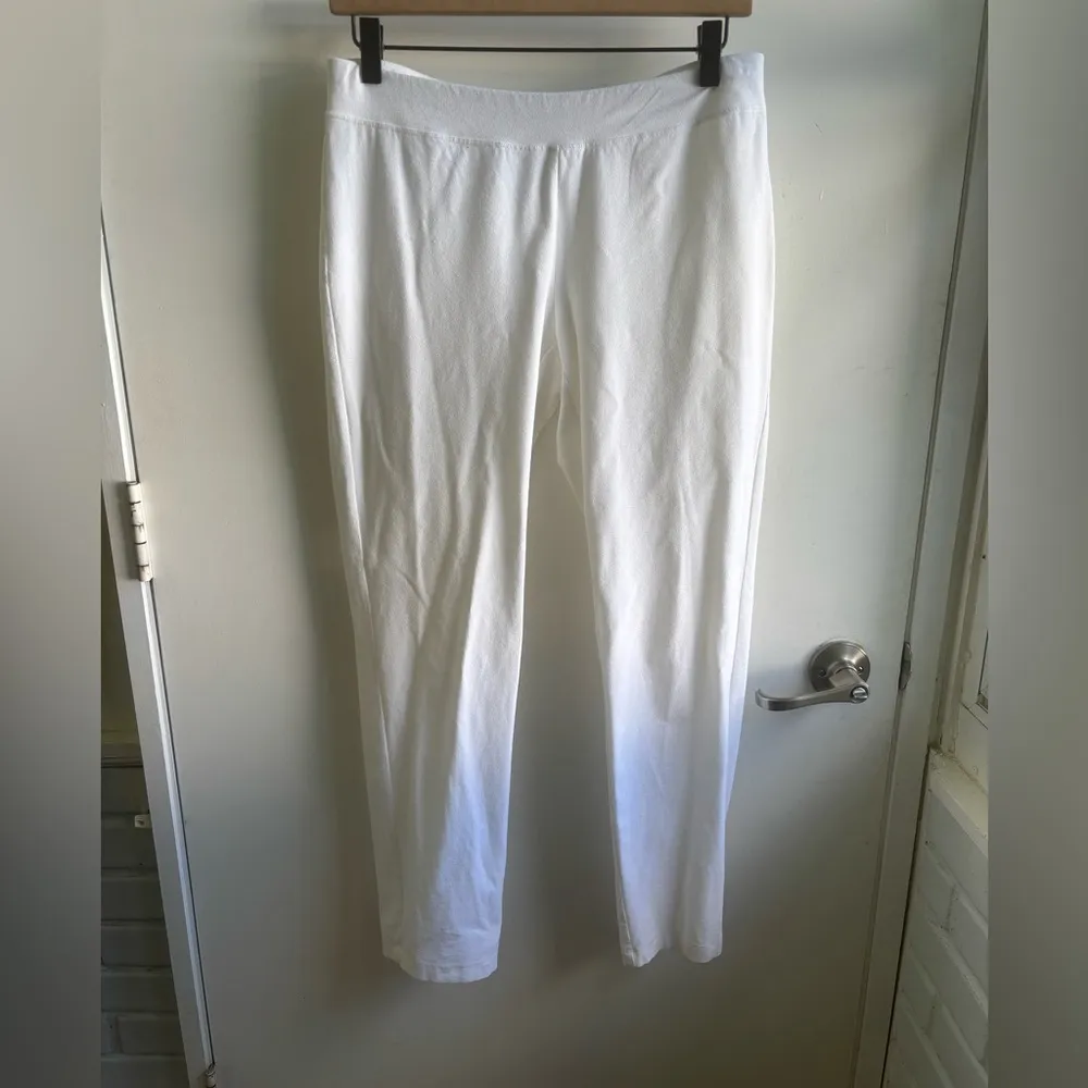 Eileen Fisher White Washable Crepe cropped Pant small petite workwear athleisure - Image 2