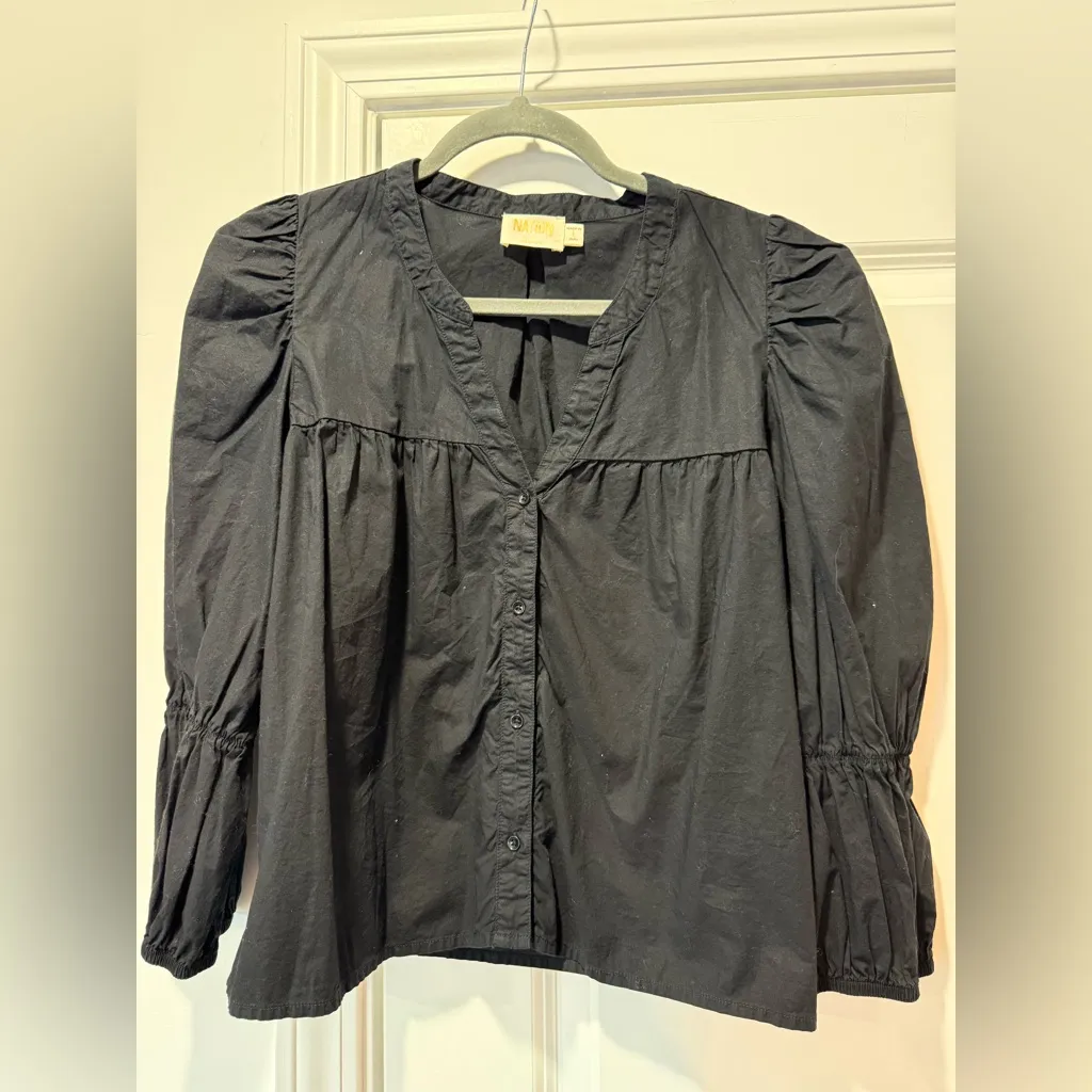 Nation LTD Black Puff Sleeve Blouse - Image 2