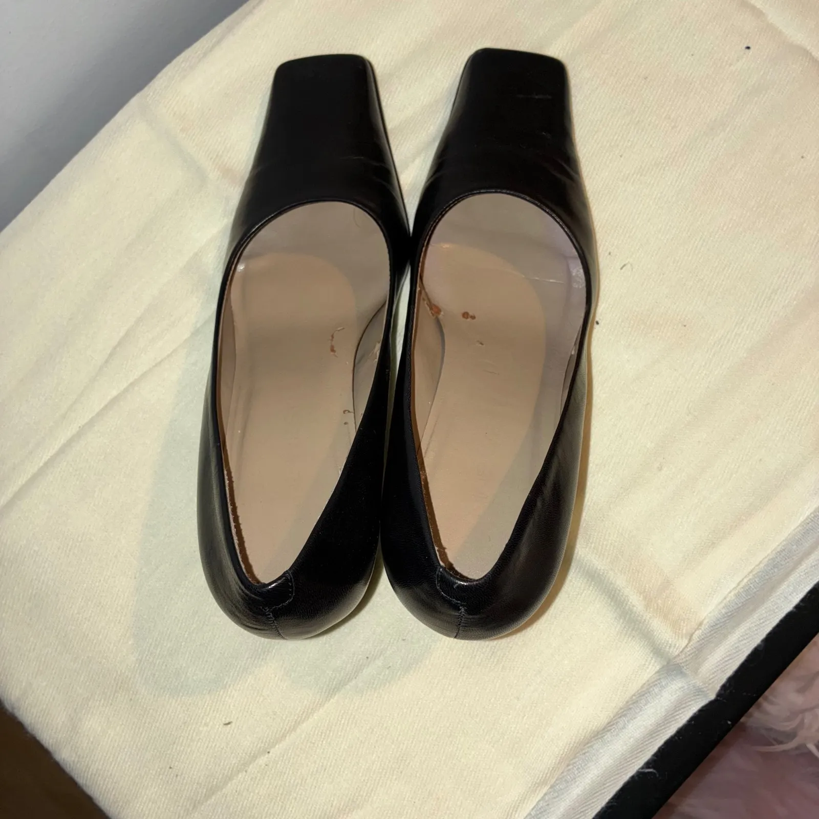 Nine‎ West NWExcess Womens 6M Black Leather Square Toe Block Heel Office Vintage - Image 4