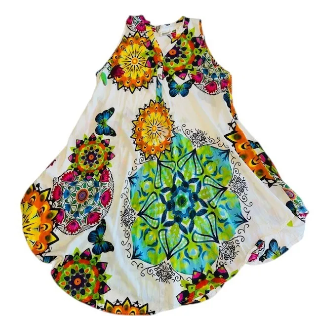 Seven Islands New York Sleeveless Dress Colorful Casual Bohemian‎ Style Sz XL White - Image 8