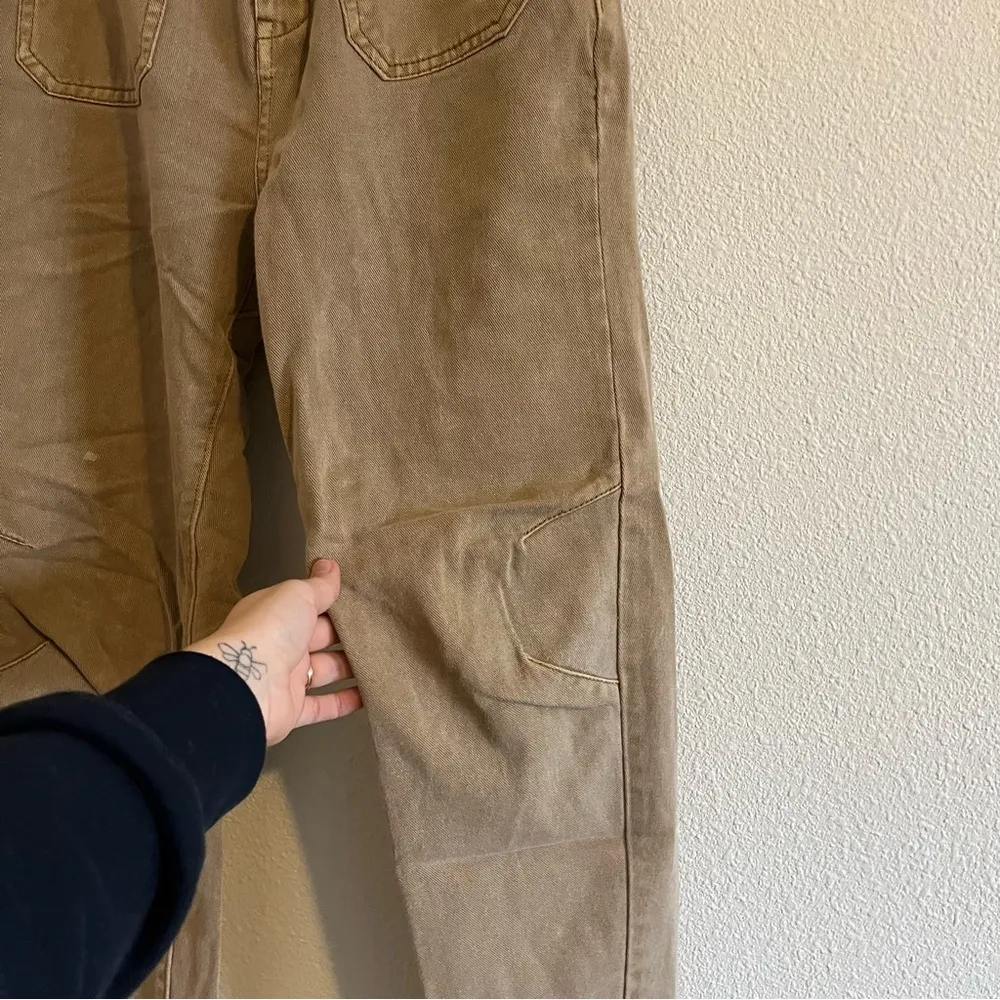 Bohme Women's Tan Straight Leg Khaki High Rise Paper Bag Pants Size Small - Image 7