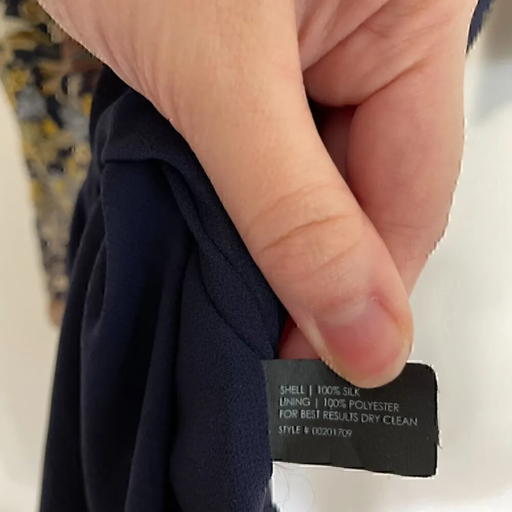 CLUB MONACO Navy Blue Tan Floral Brocade Animal Bird 3/4 Sleeve Mini Shift Dress - Image 9