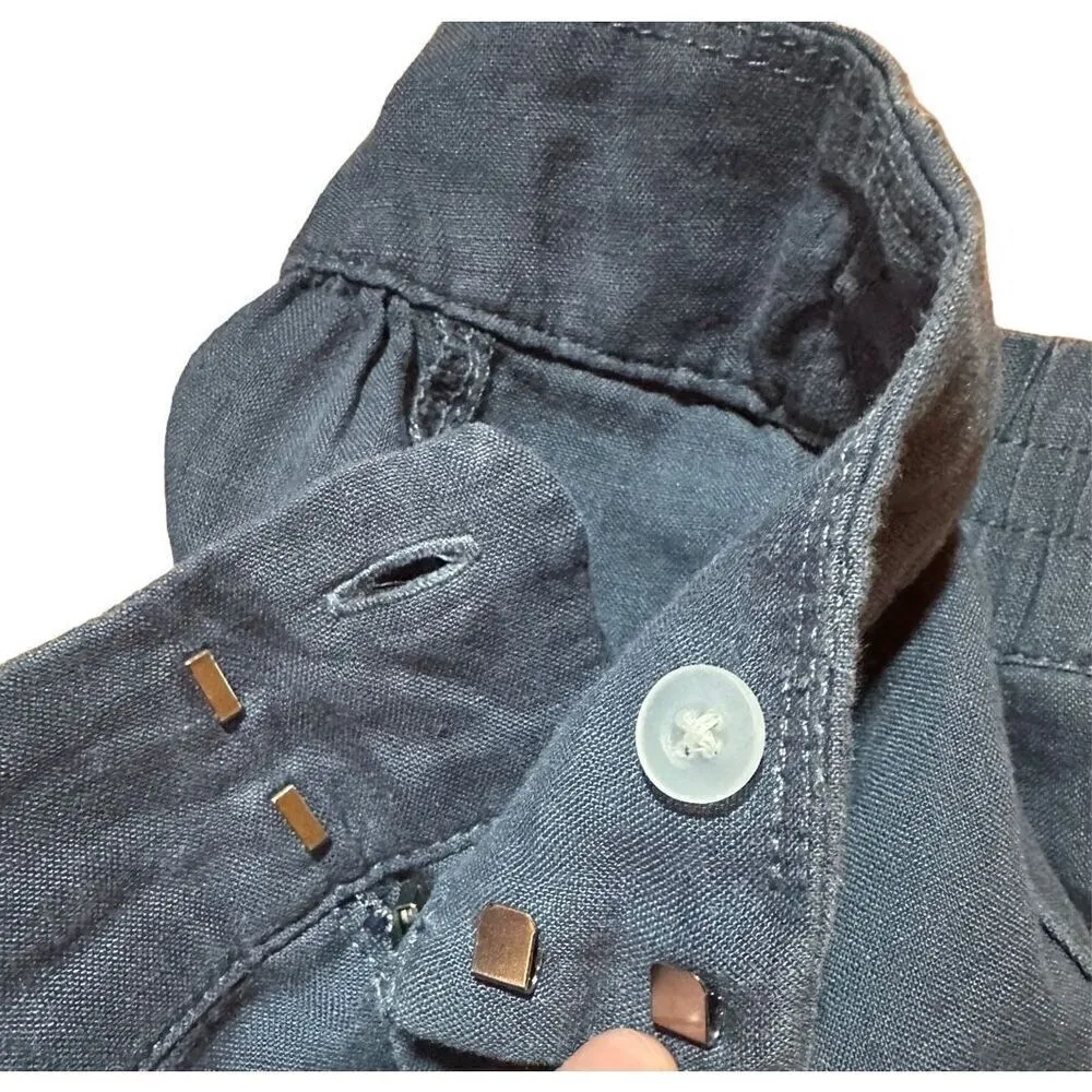 Athleta Voyager Linen Strap Waist Granite Blue Cropped Pants Sz 4 lightweight la - Image 12