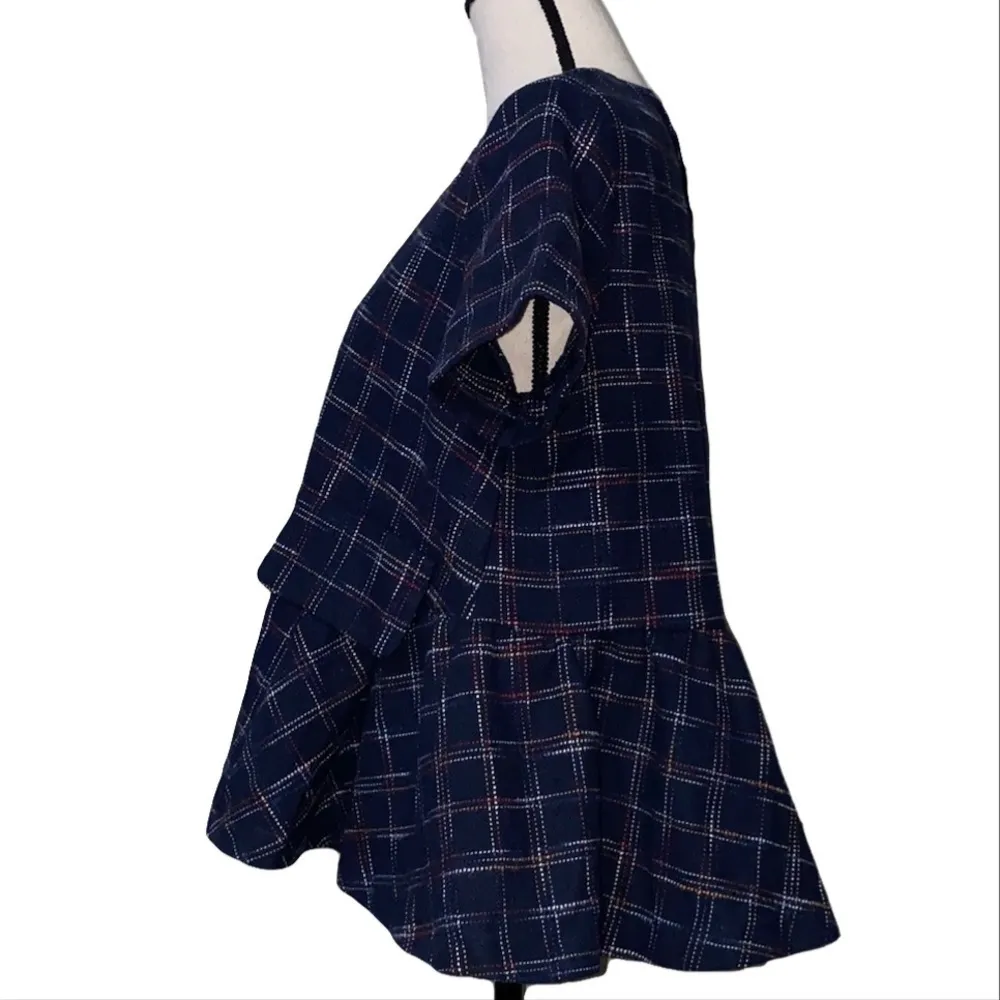 Daphnea Allsha brushed check peplum boxy top Blue Size L - Image 2