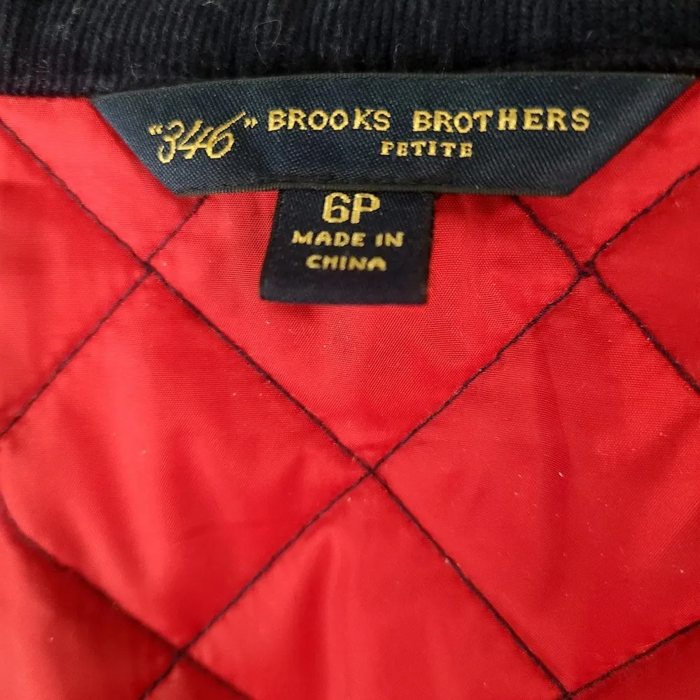 Brooks Brothers Quilted Womens Navy Blue Size 6P Jacket Snap Button Closure‎ - Image 7