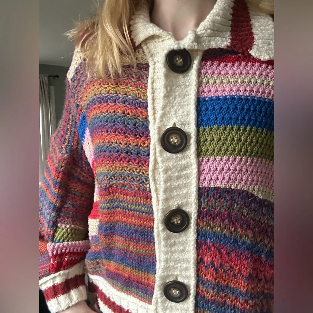 urban outfitters chunky rainbow cardigan sweater - Image 4