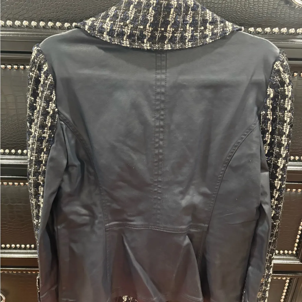 Navy, Black and White Tweed Double-Breasted Jacket - Image 3